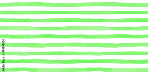 Beautiful seamless pattern with green watercolor stripes. hand painted brush strokes, striped background. Vector illustration.