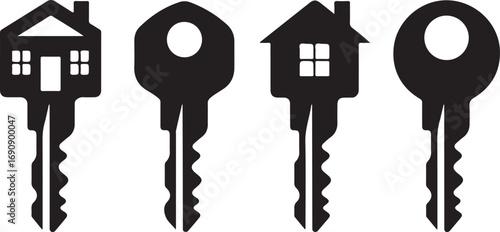 House Key Silhouette Vector Set for Real Estate and Security Design Projects