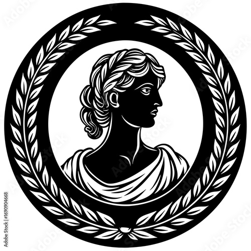 simple modern woman profile vector in beautiful frame