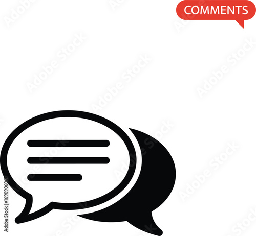 Vector graphic of a chat or message icon for online communication. Symbol for dialogue, conversation, feedback, and social media engagement