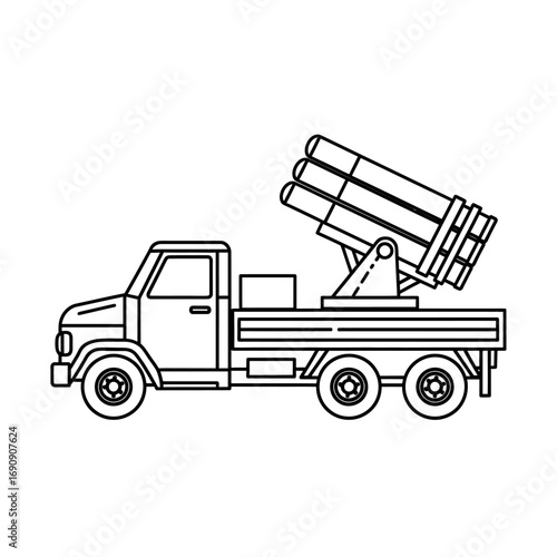 Military Rocket Launcher Truck Illustration