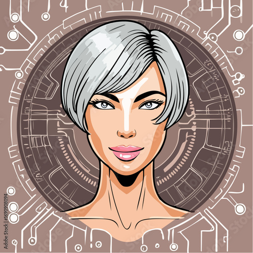 electric circuit pixie tech badge logo for business cards and styling gadget branding