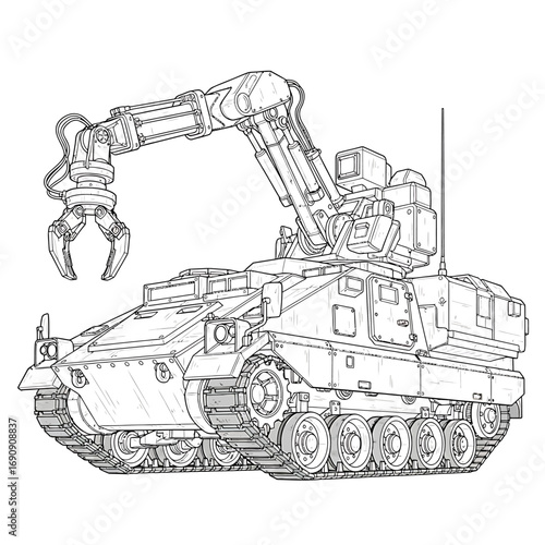 Robotic Tank with Claw Illustration