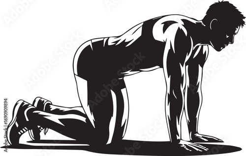 Dynamic fitness athlete silhouette performing strength training exercise silhouette silhouette