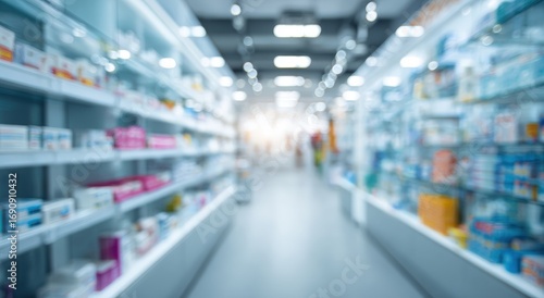 Blurred pharmacy interior