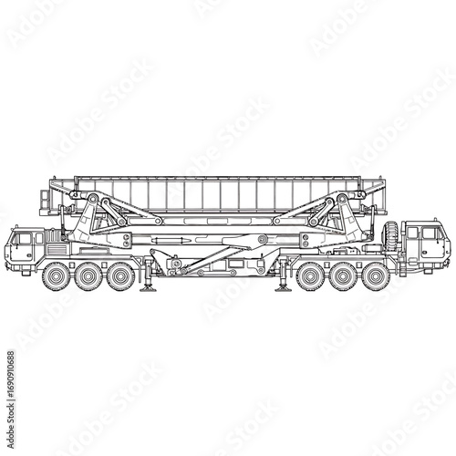 Mobile Ballistic Missile Launcher Line Art