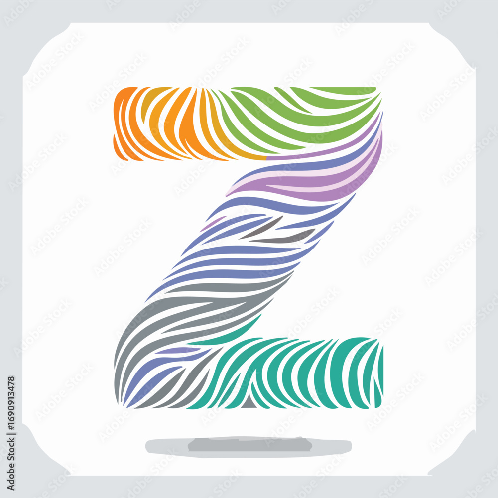custom made wallpaper toronto digitalArtistic Multicolor Zebra Pattern Letter Z - AI Generated
