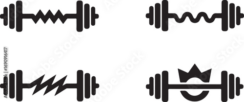Dumbbell Icon Set Fitness Training Exercise Workout Strength Weightlifting Gym Sport