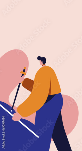 Graphic illustration of an individual engaged in drawing, representing concepts of design, art, innovation, and educational pursuits.