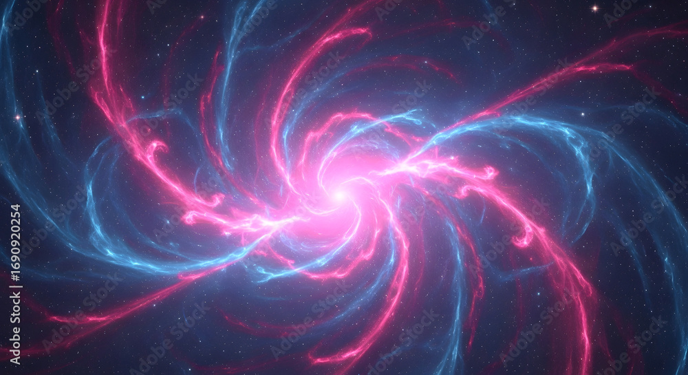 Obraz premium Swirling Galaxy Nebula in Pink and Blue: Abstract Space Art