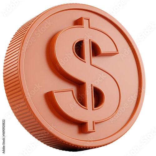 Clay Dollar Coin: 3D Render of US Currency Symbol