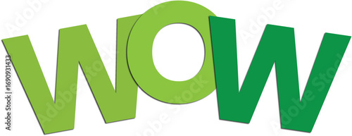 Bright green letters spell out the word wow