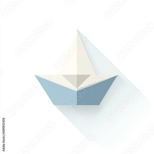 Wallpaper Mural A simple, three-dimensional geometric paper boat with colorful folded sides on a white background.  Torontodigital.ca