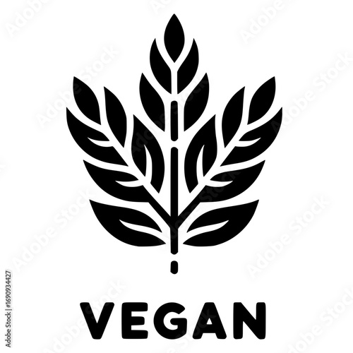 Botanical leaf depicting vegan logo useful for food branding vector icon image illustration