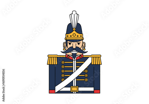 Victorian era soldier character design festive holiday tradition illustration