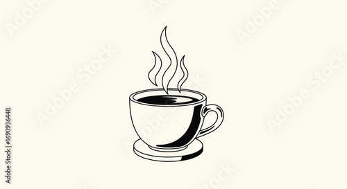 A deliciously hot cup of coffee on a cozy morning with wisps of steam rising gently