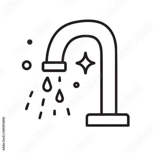 Bathroom Cleaning Minimal Line Icons