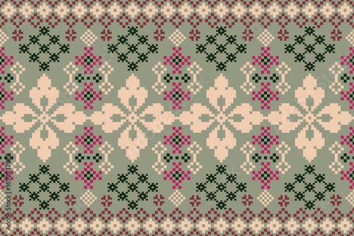 seamless knitted patter. Traditional Ukrainian. Cross stitch embroidery detailed vector illustration for textile print design 