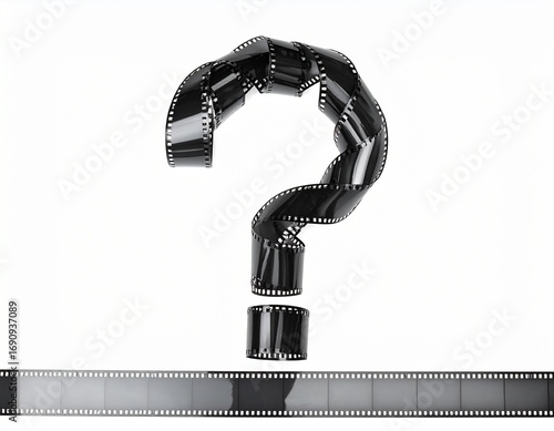 Curiosity and mystery in cinema revealed through a question mark made of film, asking the audience what's next