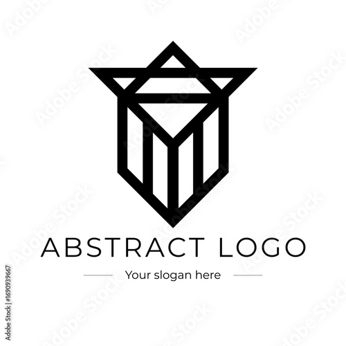 Formal and elegant logo vector design made with abstract lines with black polygons on a white background
