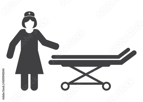 nurse care with stretchers medical icon
