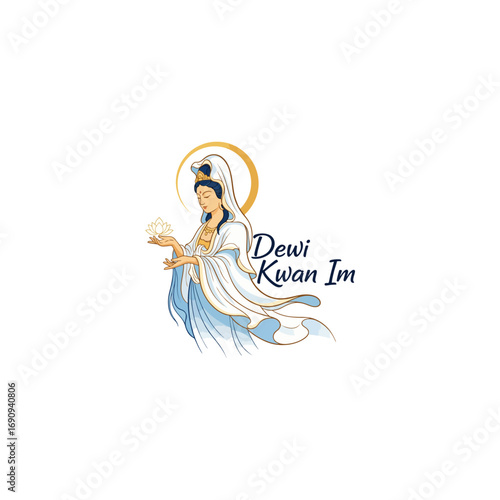 Goddess Kwan Im mascot logo