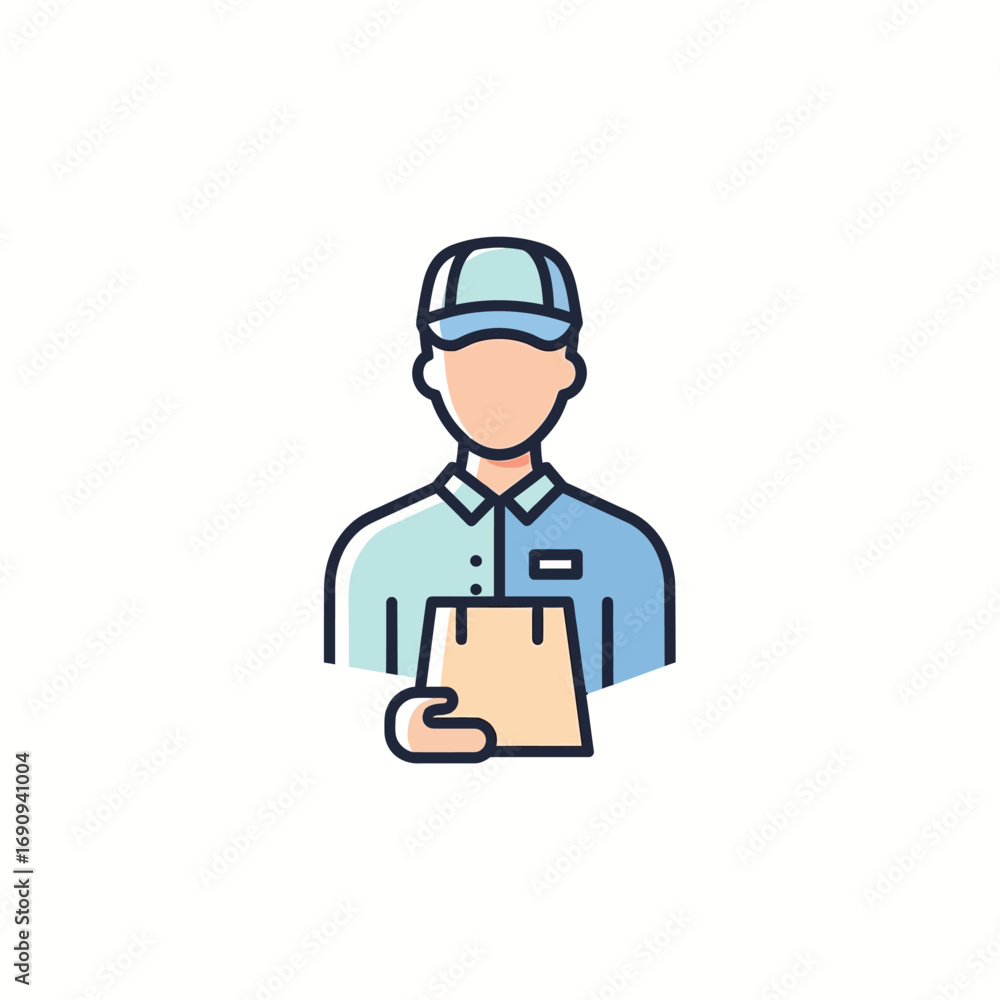 Delivery courier icon for food & e-commerce shipping service. Vector avatar.
Delivery courier icon for food & e-commerce shipping service. Vector avatar.