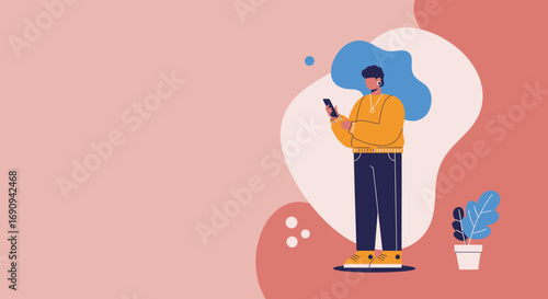 Stylish person engaging with a smartphone, representing digital connectivity, online interaction, and modern mobile technology. Ideal for lifestyle and business concepts.