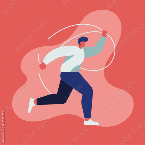 Dynamic illustration of a man running with purpose, symbolizing progress, achievement, and an active lifestyle. Ideal for business, fitness, or personal development themes.