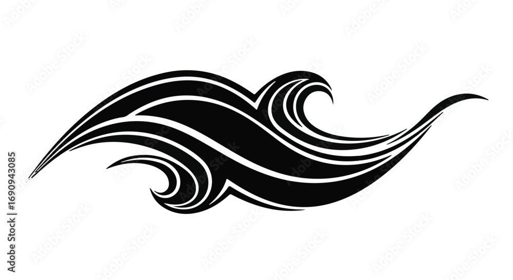 Obraz premium Abstract black wave design, symbolizing motion and fluidity in nature