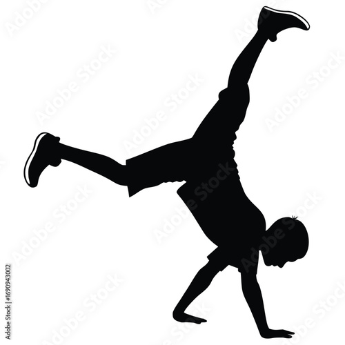 Boy doing cartwheel