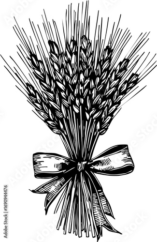 Harvesting wheat a bountiful bundle of nature's grain rural farm setting illustrative artwork rustic environment artistic perspective