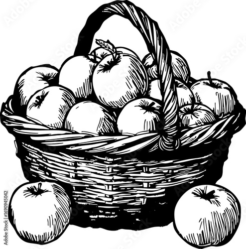 Harvesting fresh apples from a rustic basket orchard vintage natural setting close-up perspective seasonal bounty