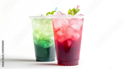 Wallpaper Mural Mint and Raspberry Flavored Soda in Clear Cups with Ice Torontodigital.ca