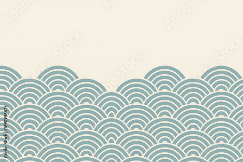 Seigaiha traditional Japanese wave pattern in blue on cream background
