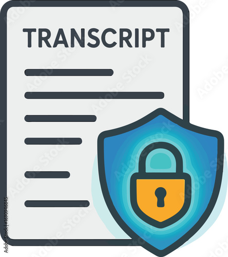 Tamper-proof transcript icon illustration