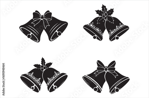 Christmas day bell icons bundle set isolated illustration silhouette royalty free stock photos premium quality on white background.