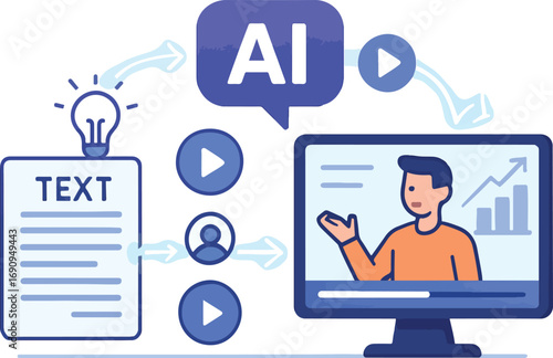 AI turning text into animated explainer graphic illustration