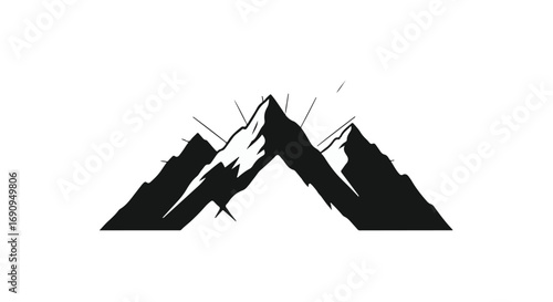 Majestic mountain peaks bathed in radiant sunlight, symbolizing achievement and adventure