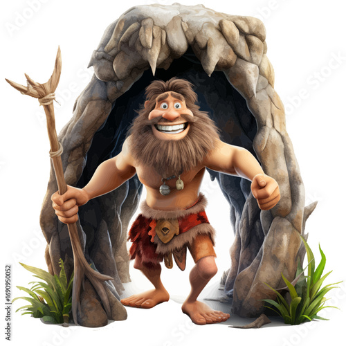 cave man with a stick weapon