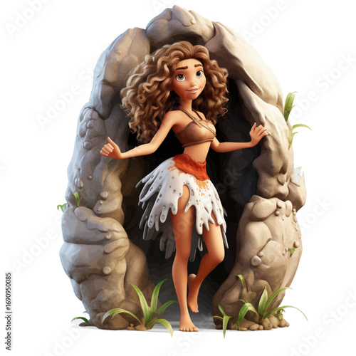 cave girl at the entrance of the cave