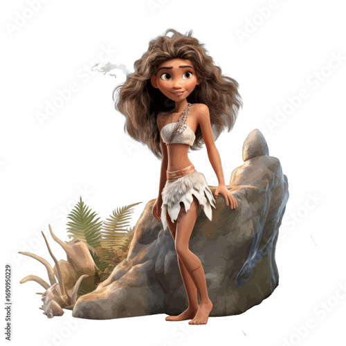 cave girl in the beach