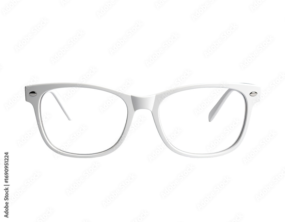 Fototapeta premium Pair of white, rectangular eyeglasses (1)