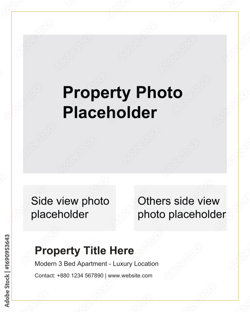 Fototapeta premium Real Estate Flyer Template Property Photo Placeholder Text vector