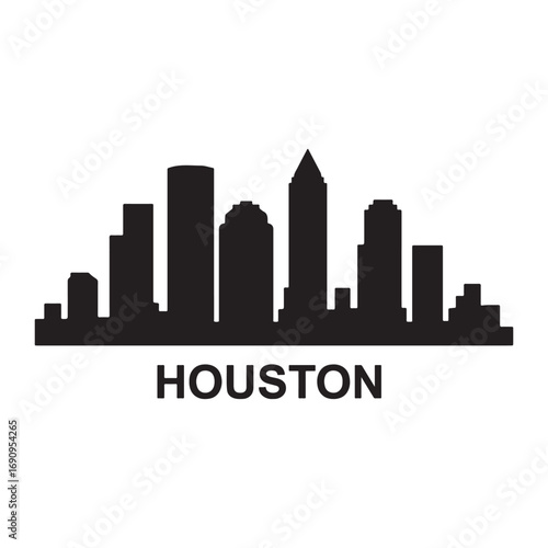 Houston cityscape silhouette minimalist vector pure white backdrop design