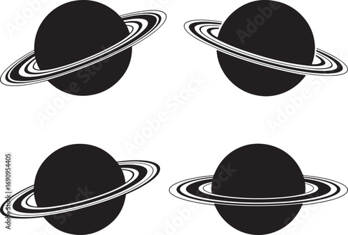 Bold Neptune planet outline, centered silhouette, white background symmetry