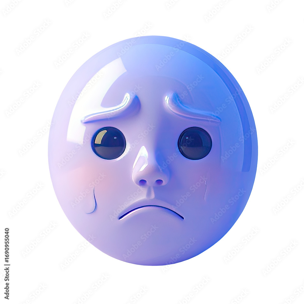 Fototapeta premium Light purple, round emoticon, sad expression
