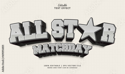 All Star Matchday Editable Text Effect Style 3d Vintage Sport