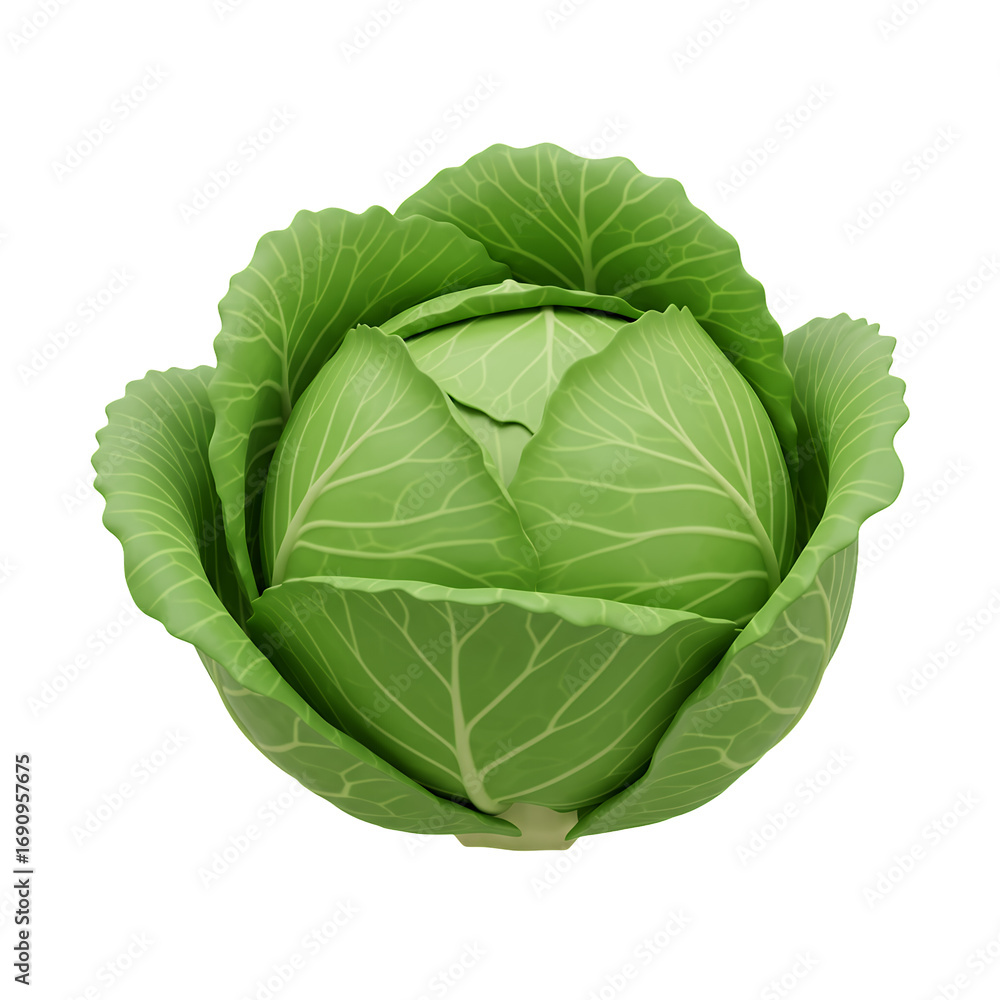 Fototapeta premium Fresh Green Cabbage on Transparent Background
