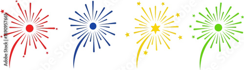 Vibrant fireworks explode in a spectacular celebration display of light and color vector